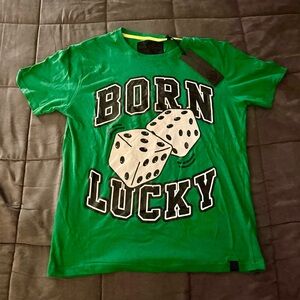 Soul Star Green 'Born Lucky' Graphic T-Shirt